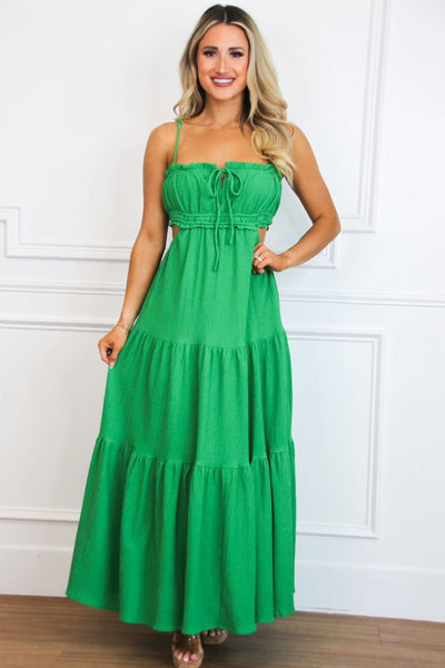 Santos Cutout Maxi Dress: Green - Bella and Bloom Boutique