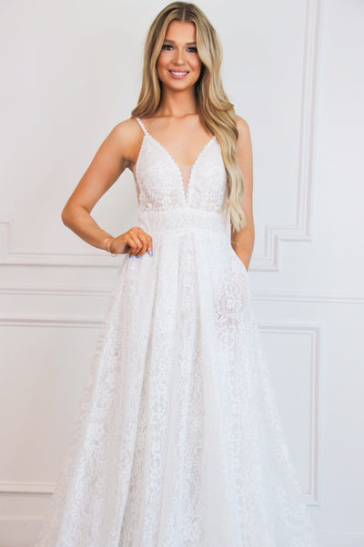 Oriana Lace A Line Detachable Long Sleeve Wedding Dress: Off White - Bella and Bloom Boutique