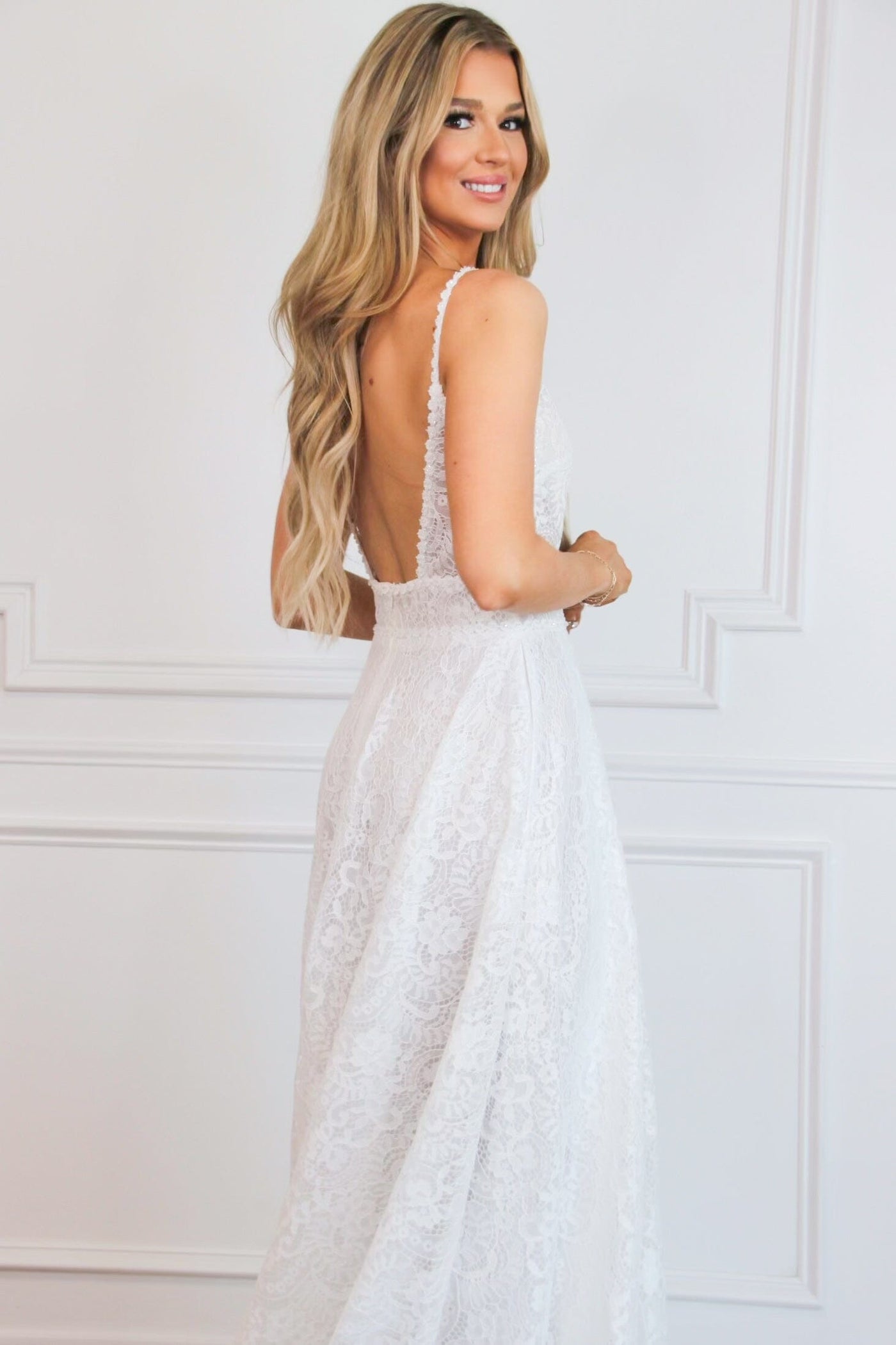 Oriana Lace A Line Detachable Long Sleeve Wedding Dress: Off White - Bella and Bloom Boutique