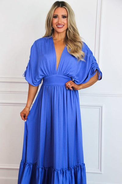 Remember When Maxi Dress: Blue - Bella and Bloom Boutique