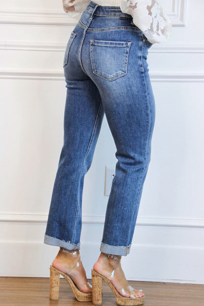 Riley High Waisted Straight Denim: Dark Wash - Bella and Bloom Boutique