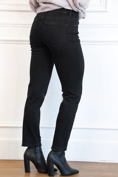 Jackson 4 Button Straight Denim: Black - Bella and Bloom Boutique