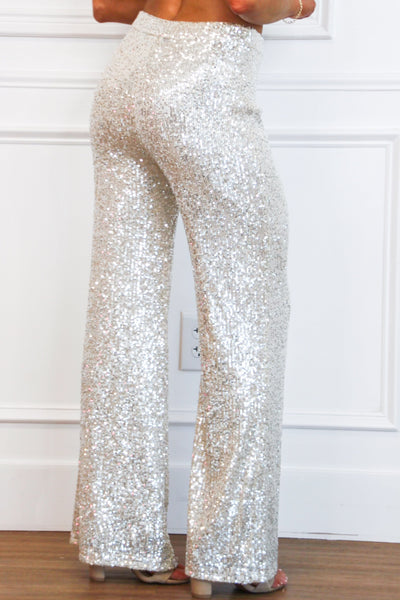 Bring the Sparkle Sequin Pants: Champagne - Bella and Bloom Boutique