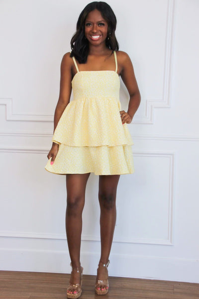 Dance in the Daisies Floral Babydoll Dress: Pastel Yellow - Bella and Bloom Boutique