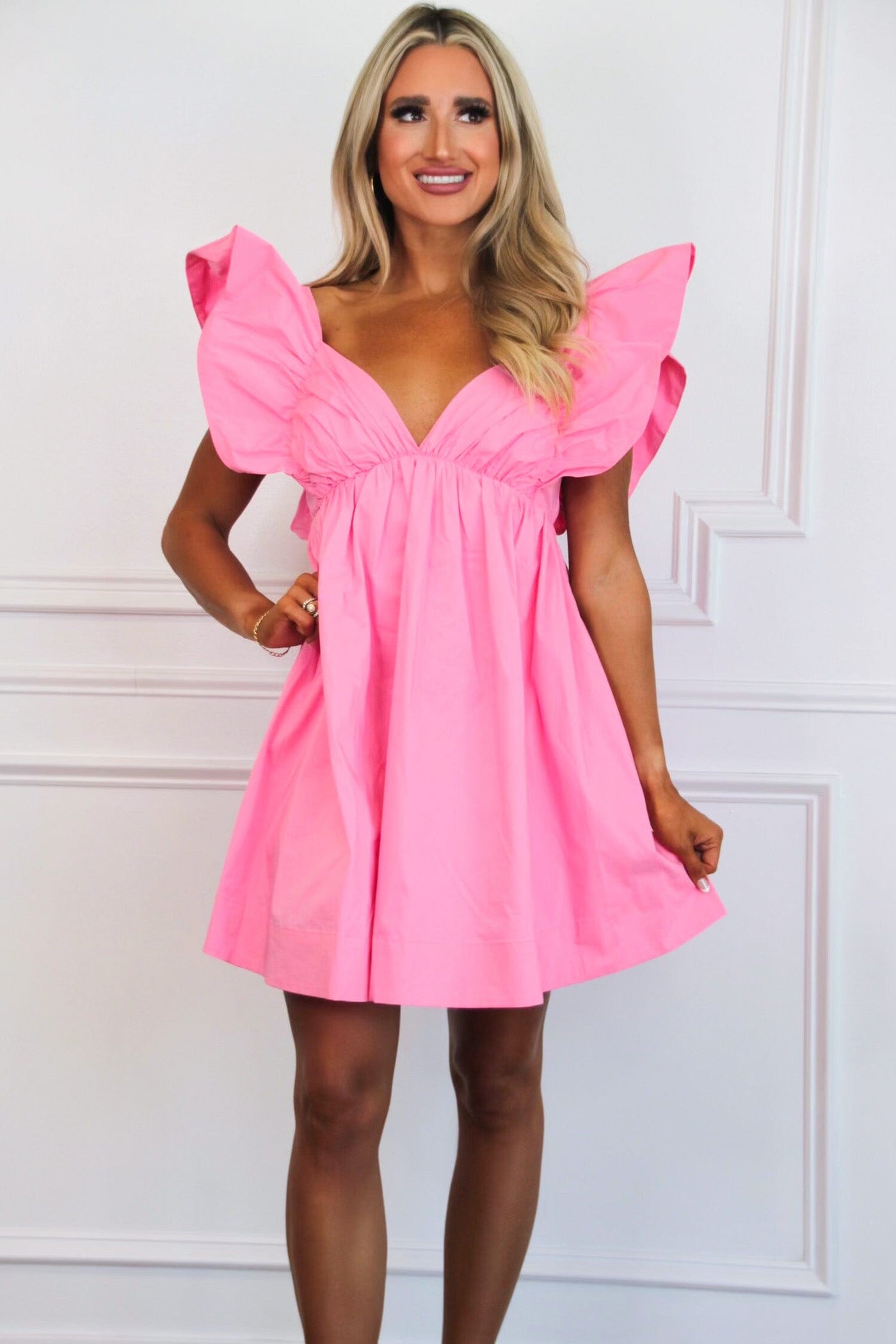 Wine Country Babydoll Dress: Pink - Bella and Bloom Boutique