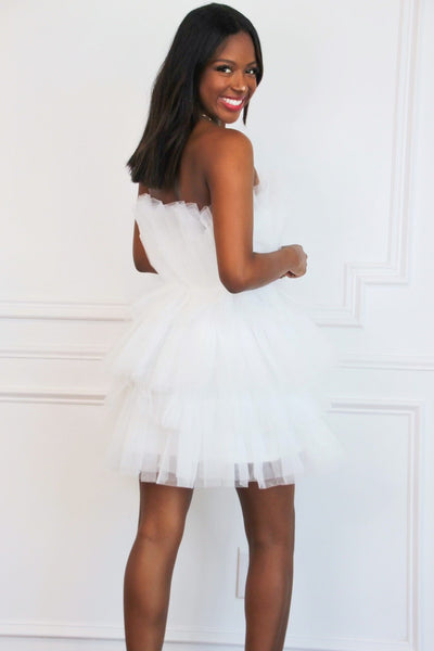 Sweet As Sugar Tulle Dress: White - Bella and Bloom Boutique