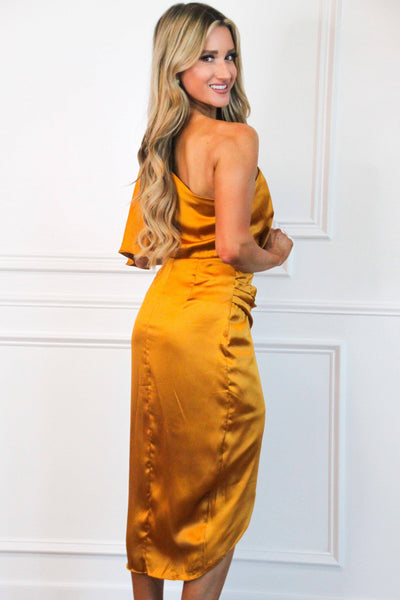 Back to You One Shoulder Midi Dress: Mustard - Bella and Bloom Boutique