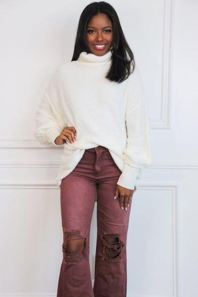 Leslie Distressed Straight High Waisted Crop Flare Denim: Russet Brown - Bella and Bloom Boutique