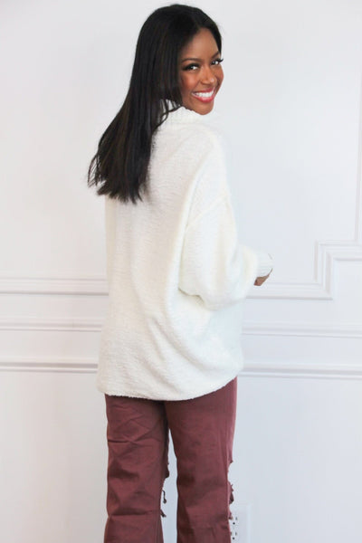 Count Me In Oversized Turtleneck Sweater: Off White - Bella and Bloom Boutique