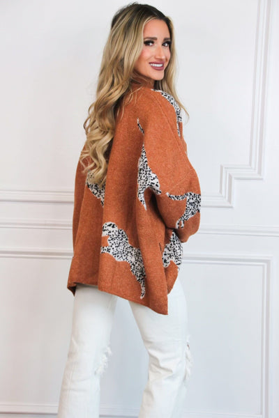 Wild One Sweater: Rust Camel - Bella and Bloom Boutique