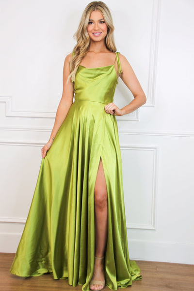 Tonight's the Night Satin Formal Dress: Spring Greenery - Bella and Bloom Boutique