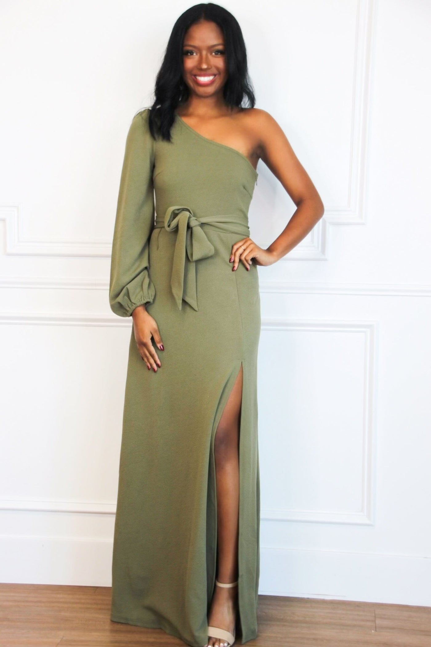 Spin You Around Maxi Dress: Olive - Bella and Bloom Boutique