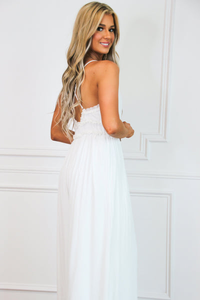 Darling Heart Wide Leg Jumpsuit: White - Bella and Bloom Boutique