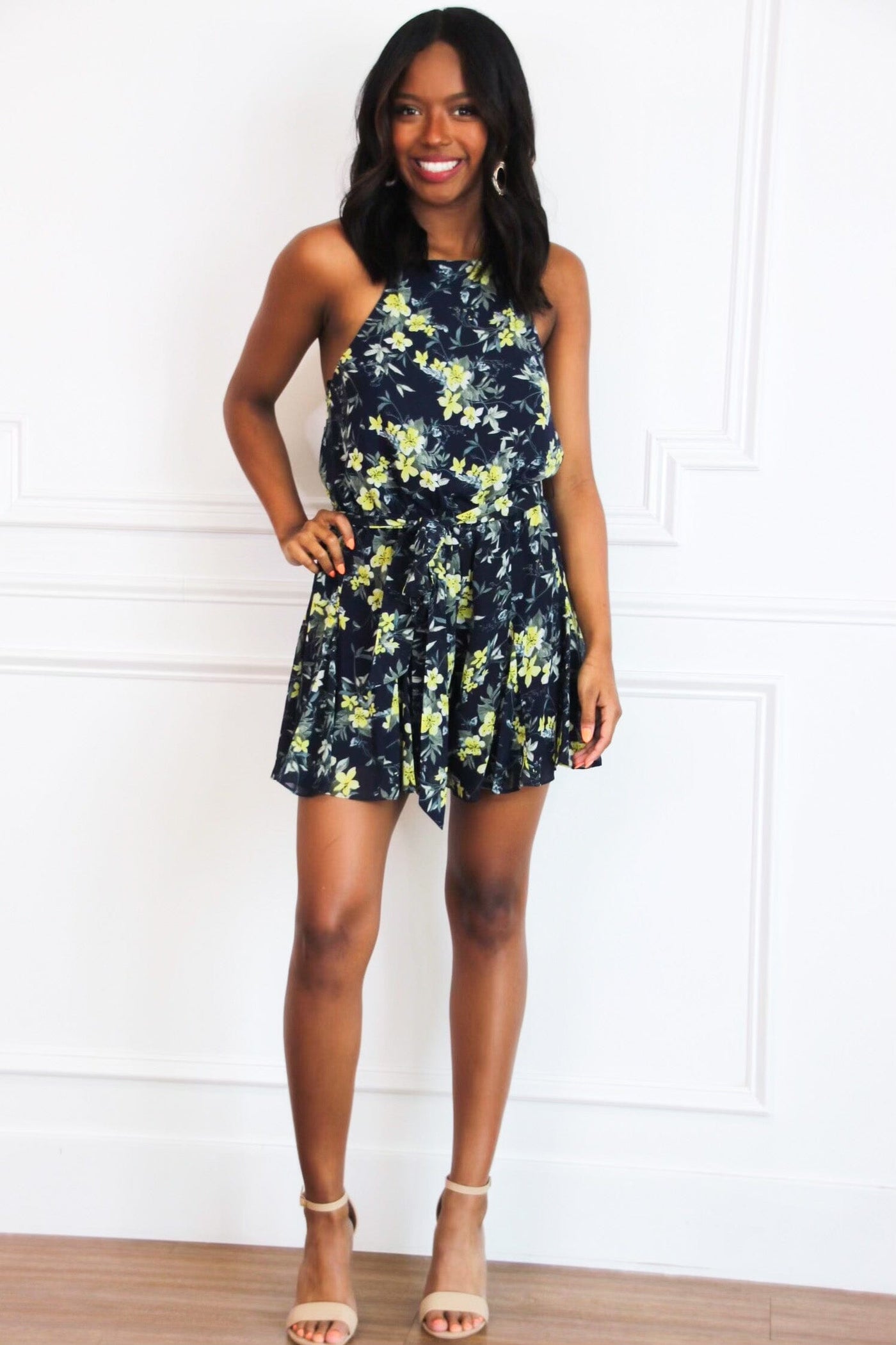 Flower Child Romper: Navy Multi - Bella and Bloom Boutique