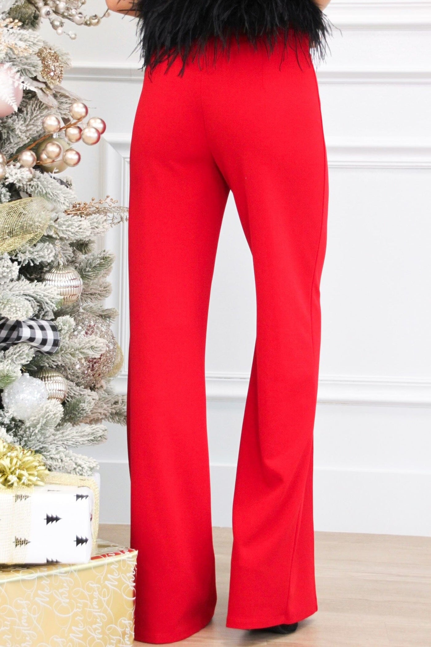 Trending Times High Waisted Pants: Red - Bella and Bloom Boutique