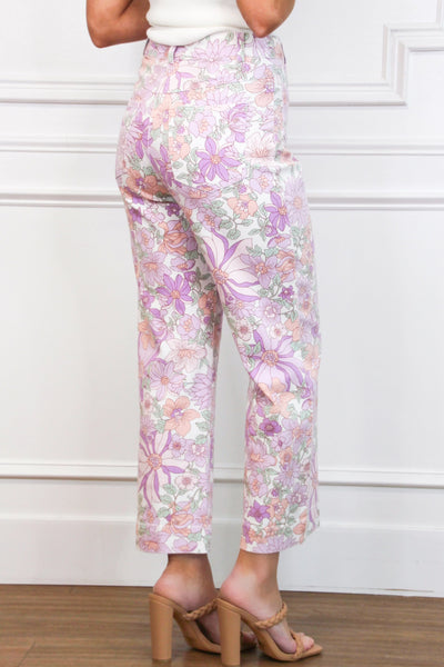 Floral Fantasy Pants: Lavender/White Multi - Bella and Bloom Boutique