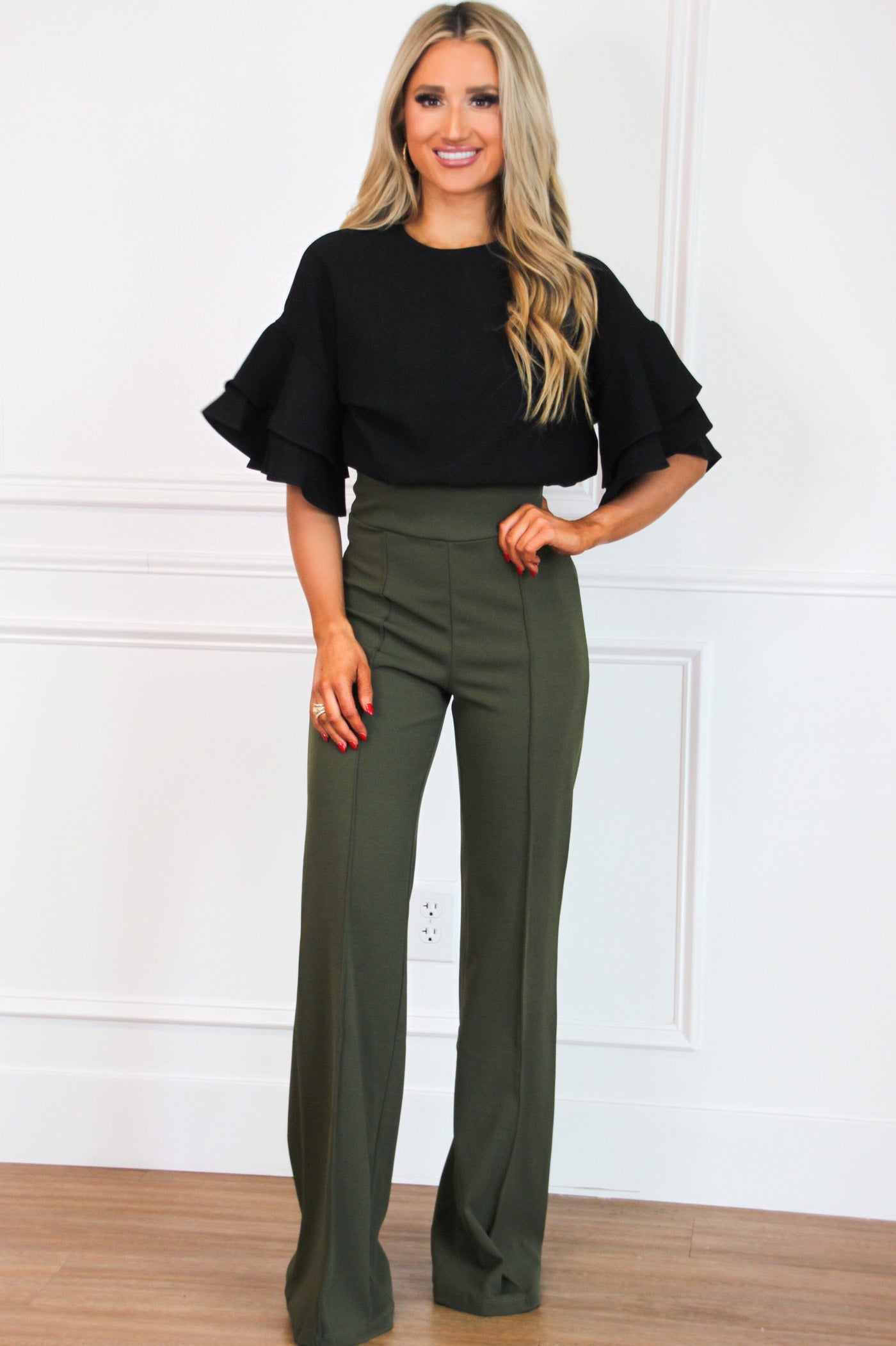 Trending Times Pants: Olive - Bella and Bloom Boutique
