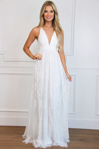 Just Like Heaven Lace Maxi Dress: WHITE - Bella and Bloom Boutique