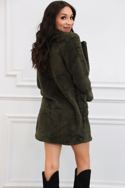 Talk of the Town Sherpa Coat: Olive - Bella and Bloom Boutique