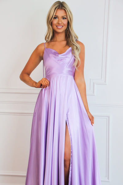 Tonight's the Night Satin Formal Dress: Lavender - Bella and Bloom Boutique