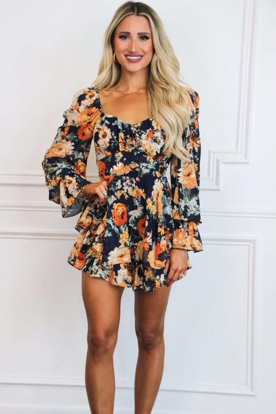 Holly Floral Romper: Navy Multi - Bella and Bloom Boutique