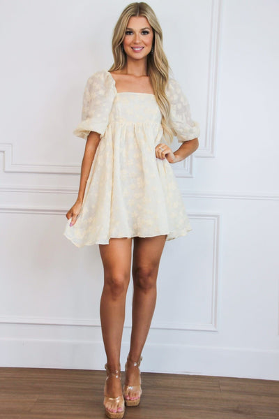 Cassia Floral Babydoll Dress: Cream - Bella and Bloom Boutique