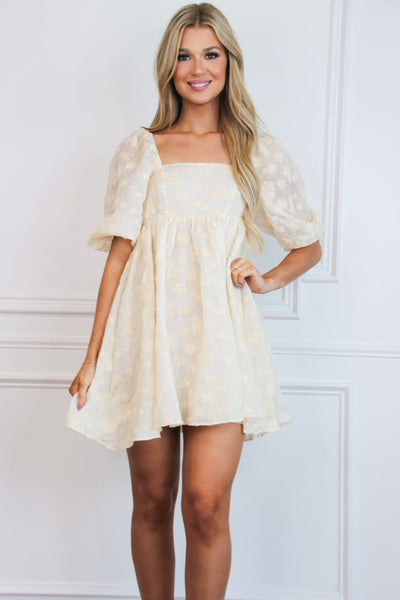 Cassia Floral Babydoll Dress: Cream - Bella and Bloom Boutique