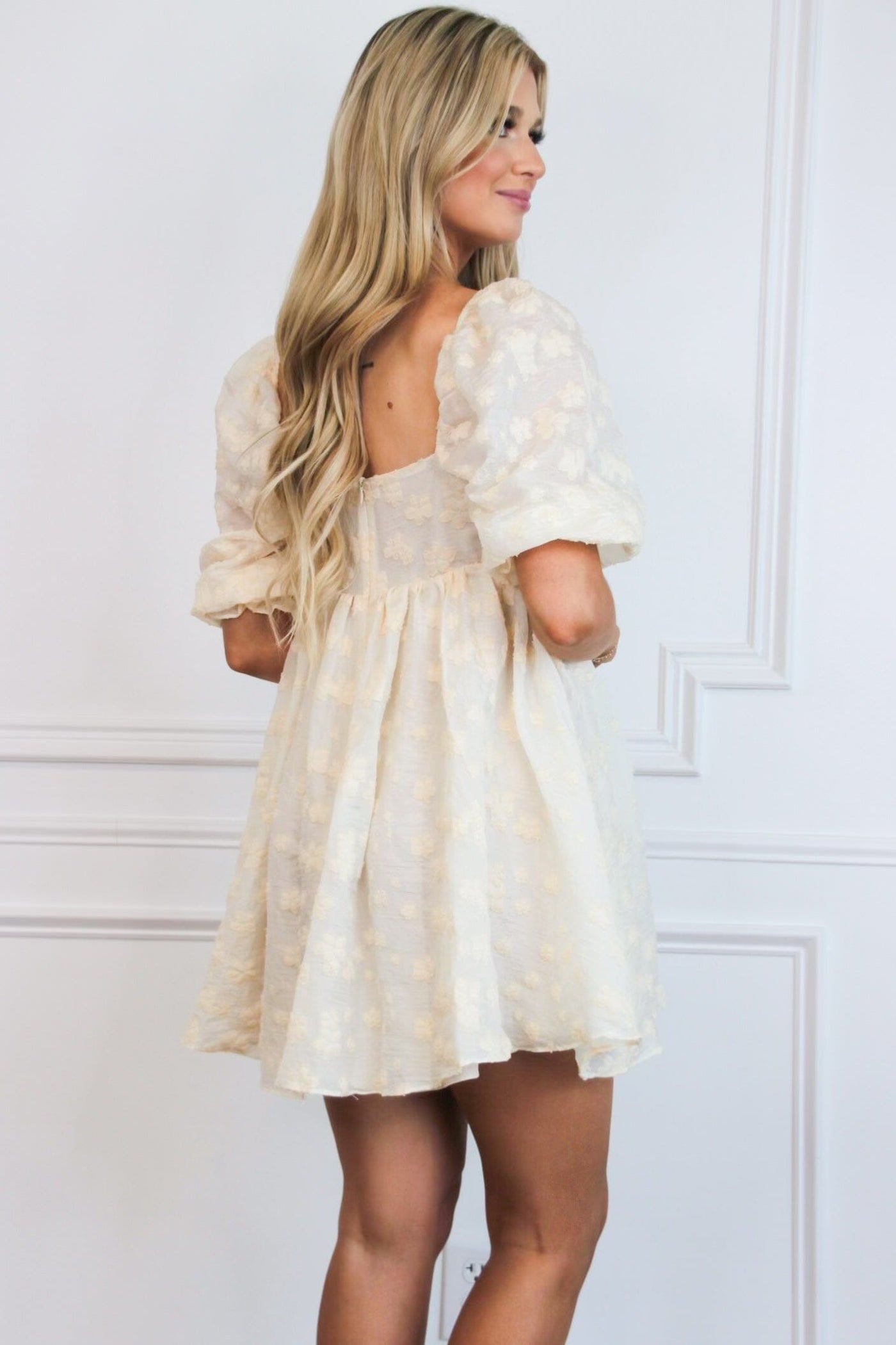 Cassia Floral Babydoll Dress: Cream - Bella and Bloom Boutique