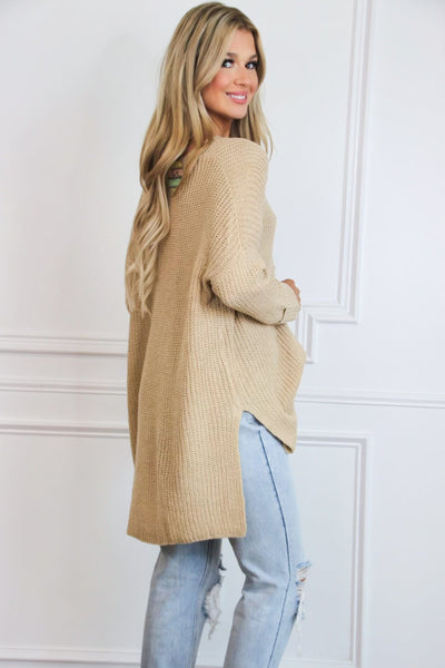 Perfect Oversized Sweater: Taupe - Bella and Bloom Boutique