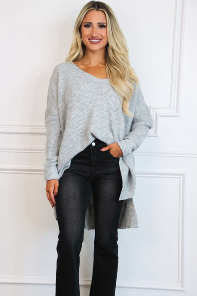 Closet Staple Oversized Lightweight Sweater: Light Gray - Bella and Bloom Boutique