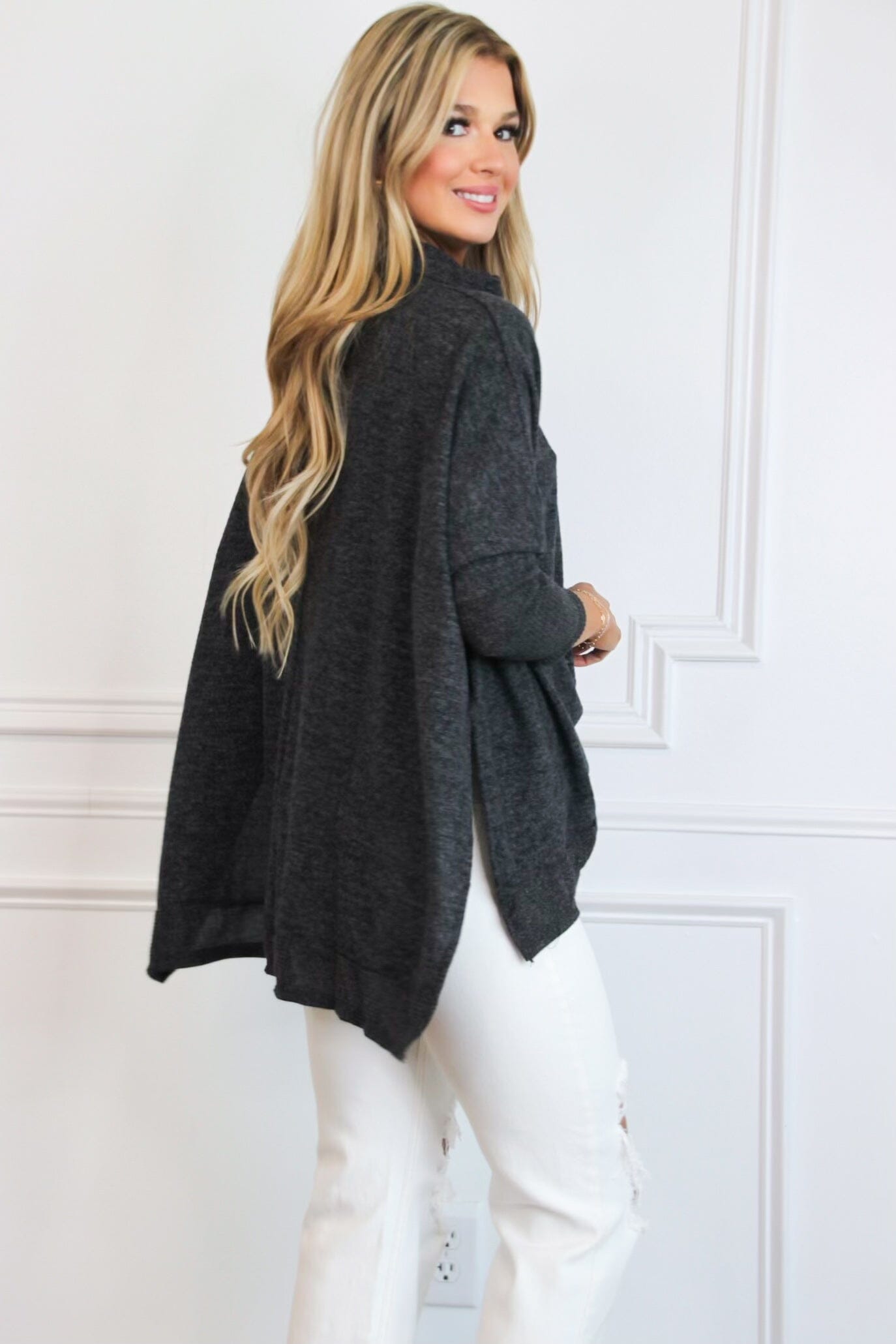 Cozy Chic Oversized Sweater: Black - Bella and Bloom Boutique