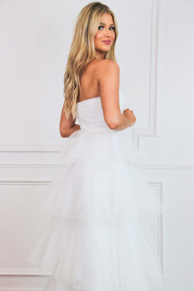 Fairytale State of Mind Tiered Tulle Maxi Dress: White - Bella and Bloom Boutique