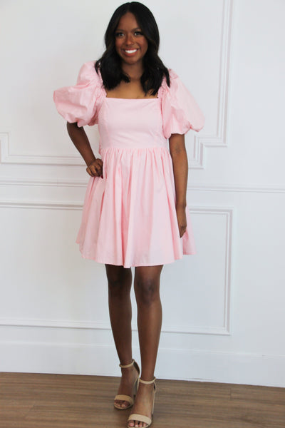 Unmistakeable Feeling Babydoll Dress: Light Pink - Bella and Bloom Boutique