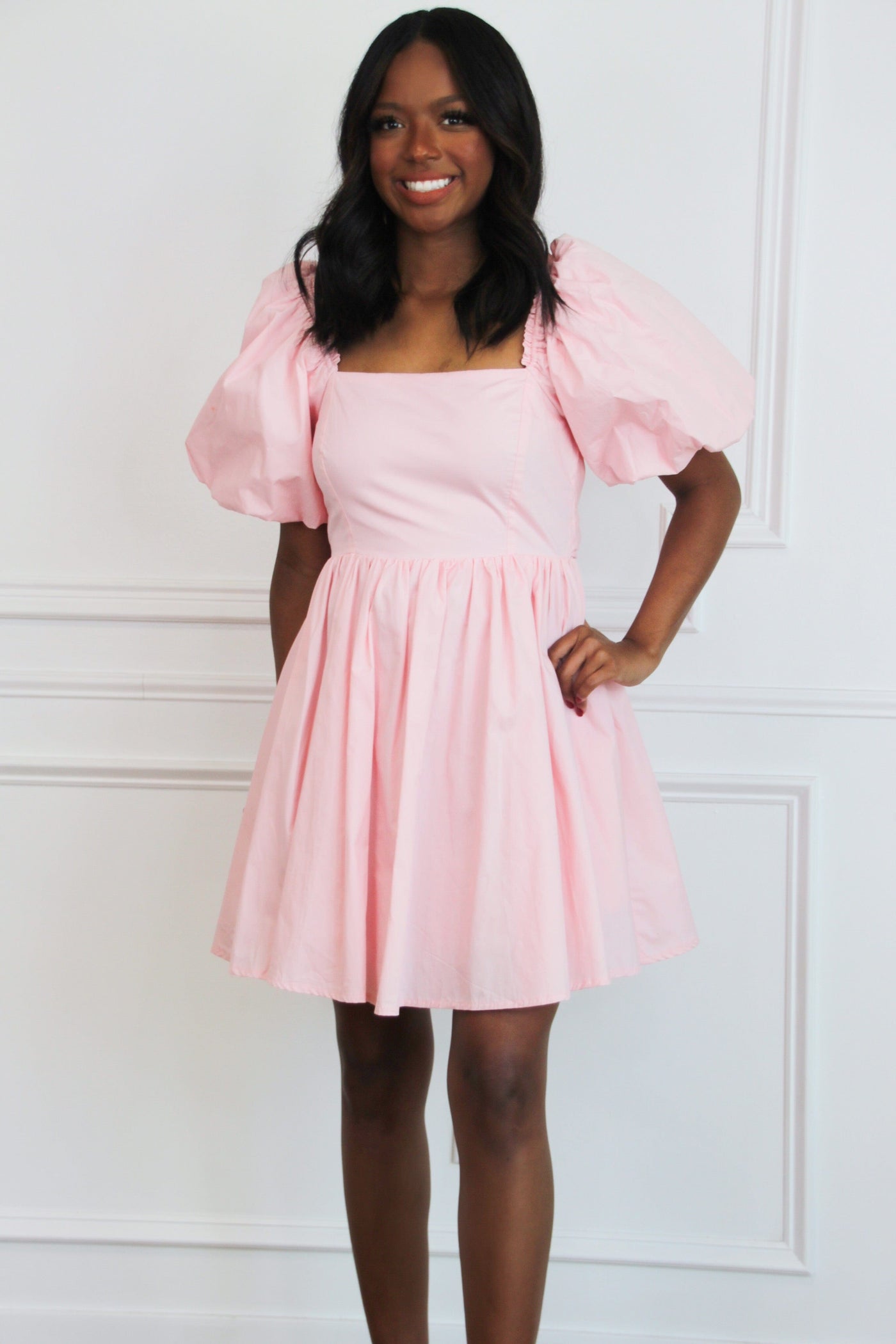 Bella and Bloom Boutique - Unmistakeable Feeling Babydoll Dress: Light Pink Bella and Bloom Boutique - Unmistakeable Feeling Babydoll Dress: Light Pink