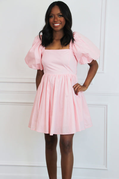 Unmistakeable Feeling Babydoll Dress: Light Pink - Bella and Bloom Boutique