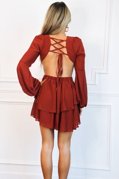 Lessons in Love Cutout Dress: Rust - Bella and Bloom Boutique