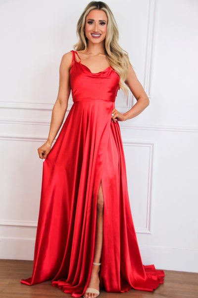 Tonight's the Night Satin Formal Dress: Red - Bella and Bloom Boutique