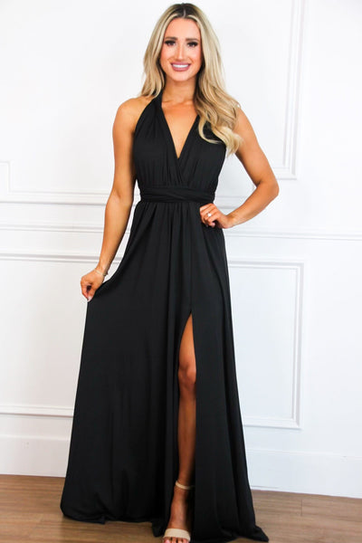 Classic Wrap Maxi Dress: Black - Bella and Bloom Boutique