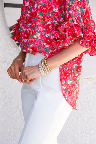 Prepare to Swoon Bracelet Set: White/Gold - Bella and Bloom Boutique