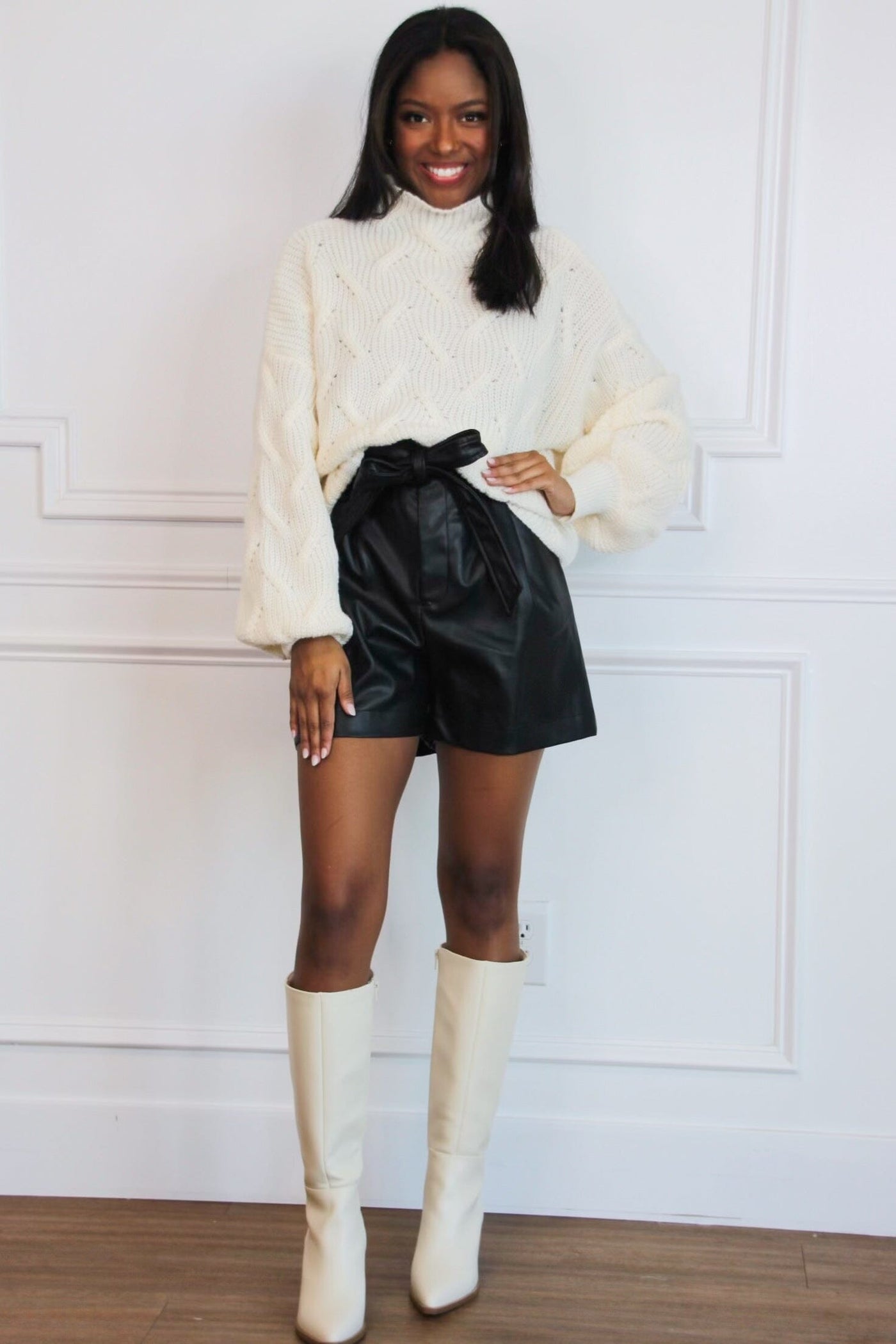 Dickinson Faux Leather Shorts: Black - Bella and Bloom Boutique