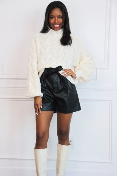 Dickinson Faux Leather Shorts: Black - Bella and Bloom Boutique