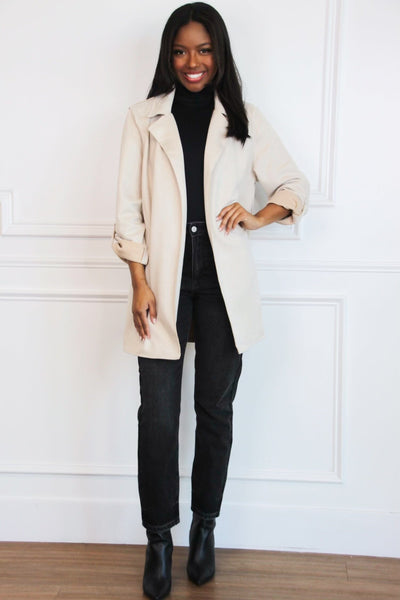 Double Dare Suede Lapel Jacket: Cream - Bella and Bloom Boutique