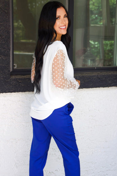 Taylie High Waisted Pants: Royal Blue - Bella and Bloom Boutique