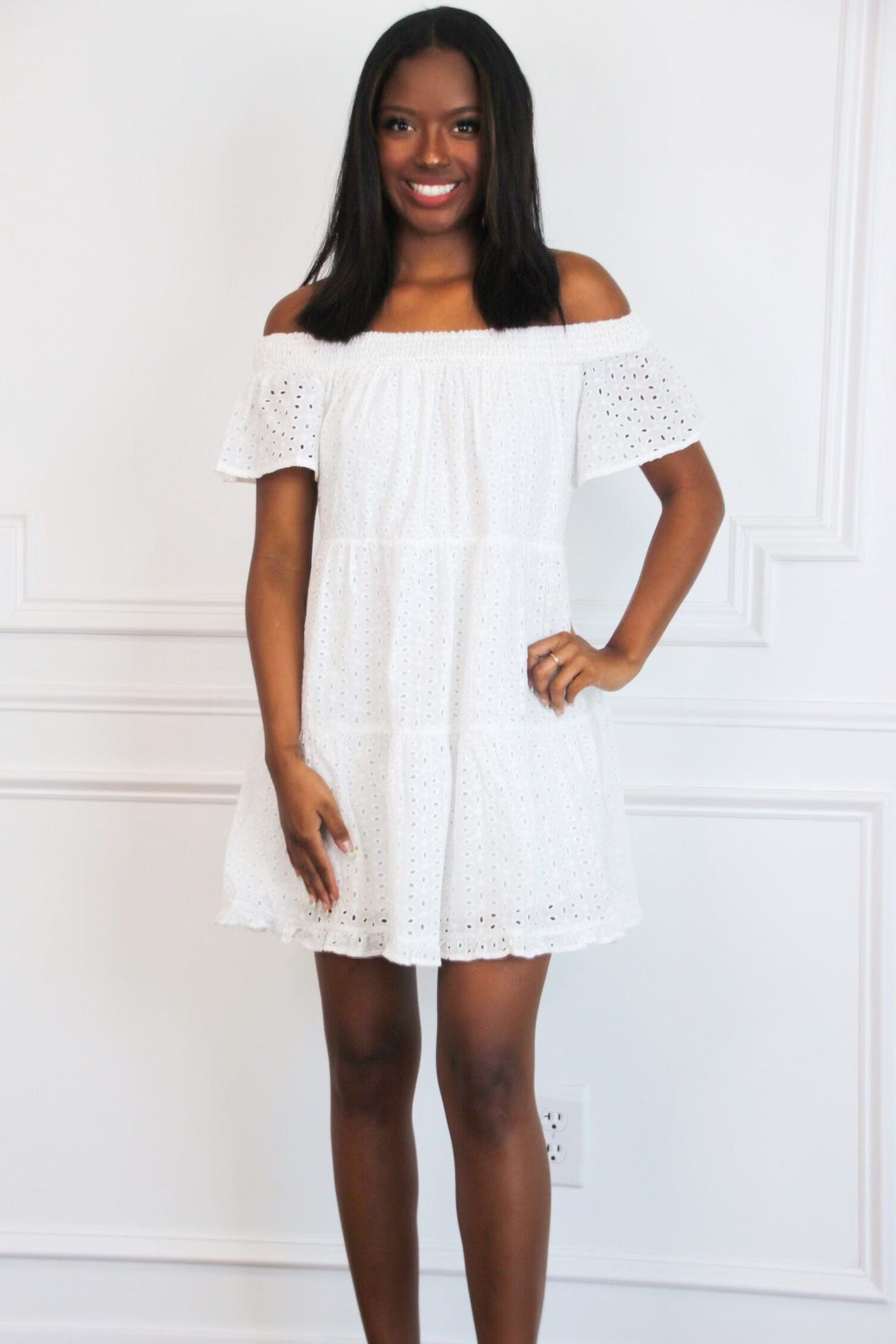 off shoulder eyelet dress Unique Vintage Chartreuse Eyelet Off The Shoulder Ruffle Swing Dress