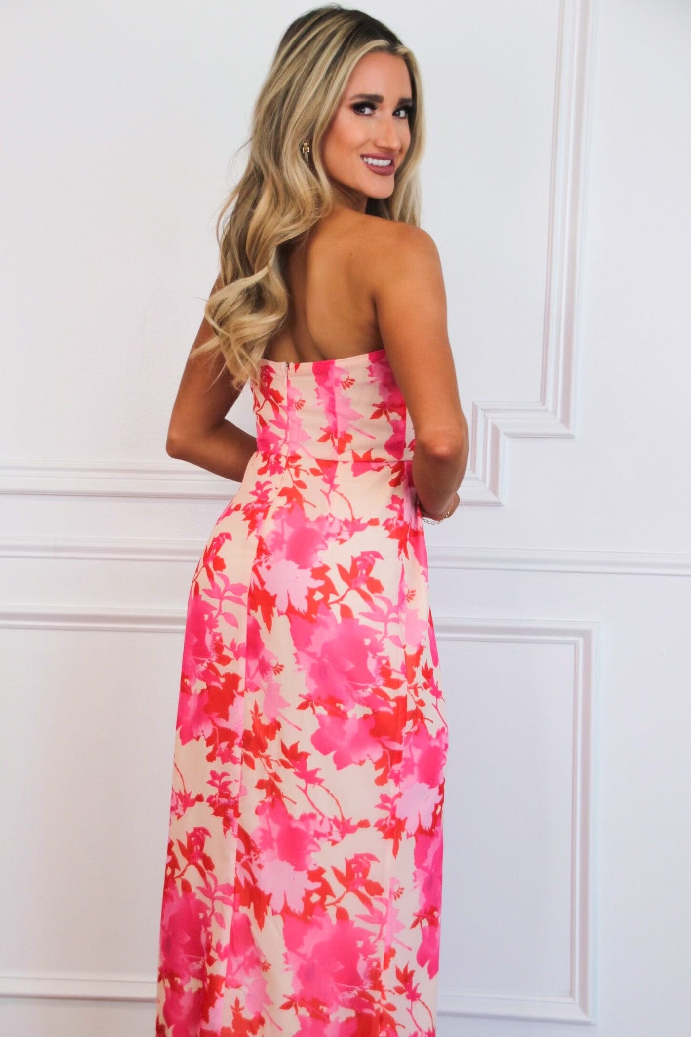 Carmelia Floral Ruffle Maxi Dress: Pink Multi - Bella and Bloom Boutique