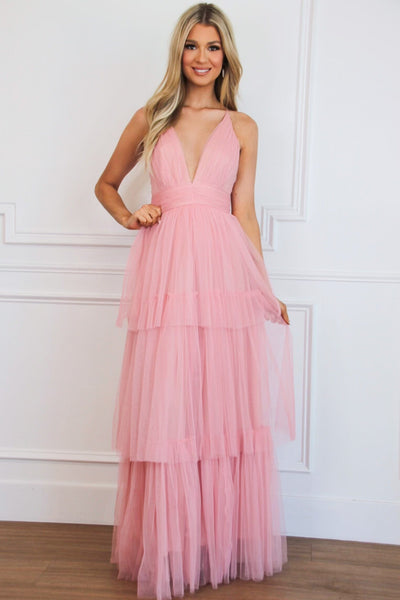Precious Love Tiered Maxi Dress: Blush - Bella and Bloom Boutique