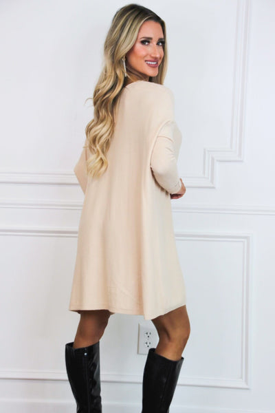 So Cozy Boat Neck Tunic Sweater: Beige - Bella and Bloom Boutique