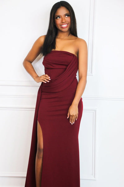 Covered in Love Maxi Dress: Burgundy - Bella and Bloom Boutique