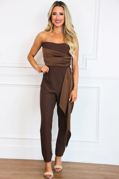 Marina Strapless Jumpsuit: Chocolate - Bella and Bloom Boutique