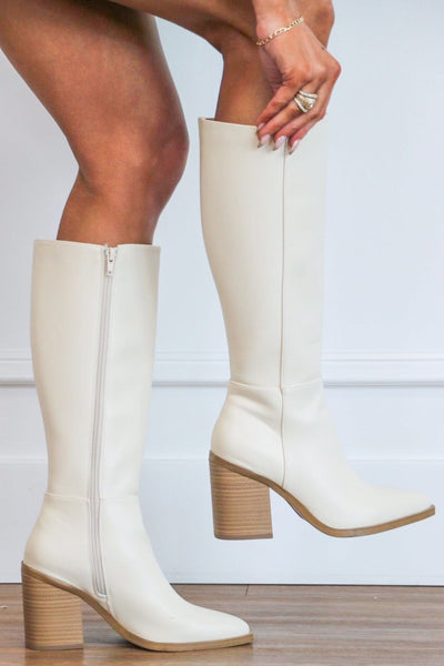 Vapor Knee High Boots: Off White - Bella and Bloom Boutique